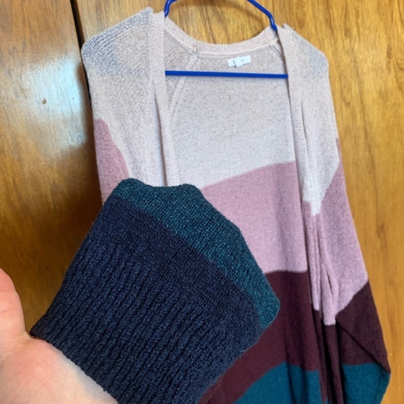 Maurices plus size 3 women’s long sleeve cardigan blue purple color blocks - Picture 4 of 11